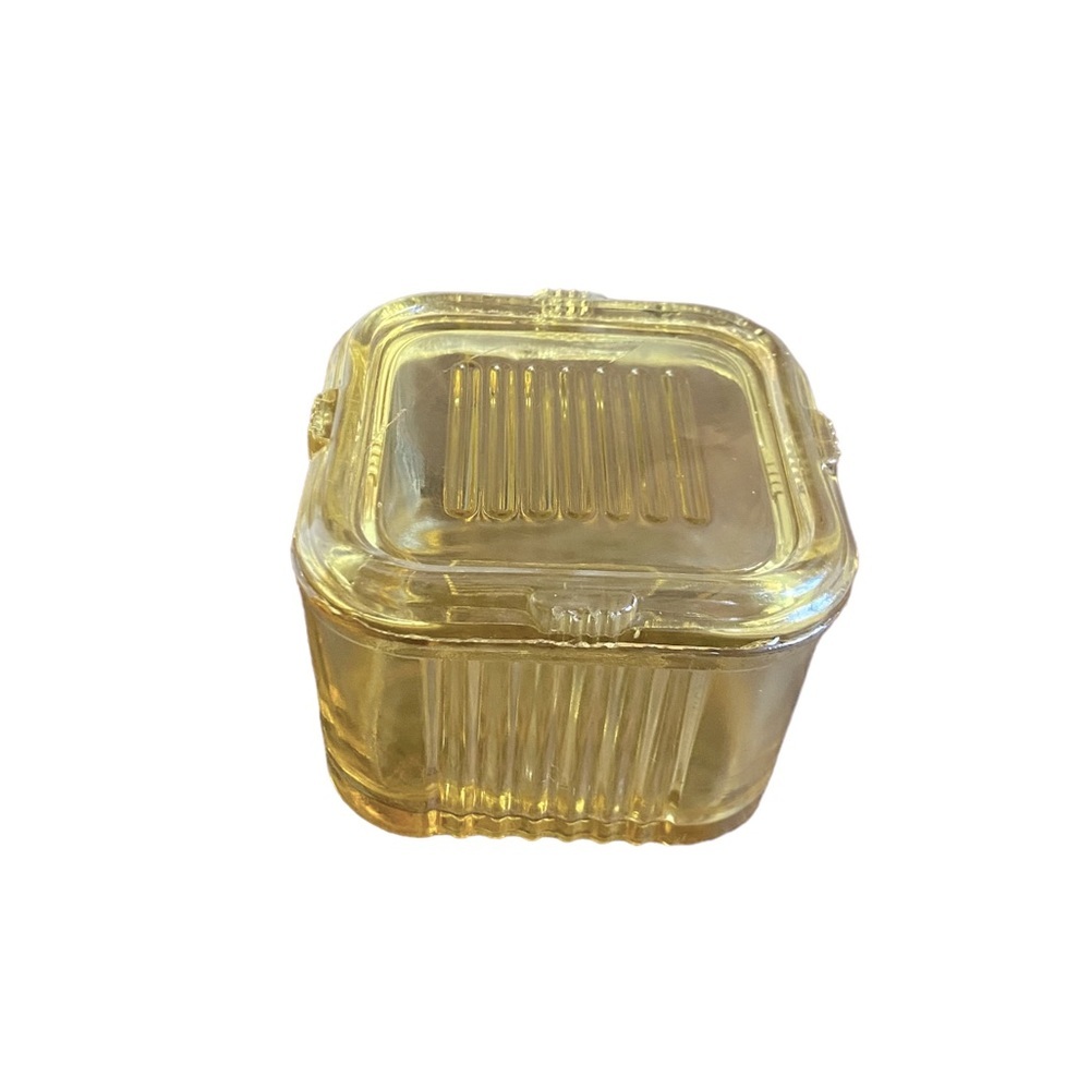 Vintage Federal Depression Glass Refrigerator Box Yellow